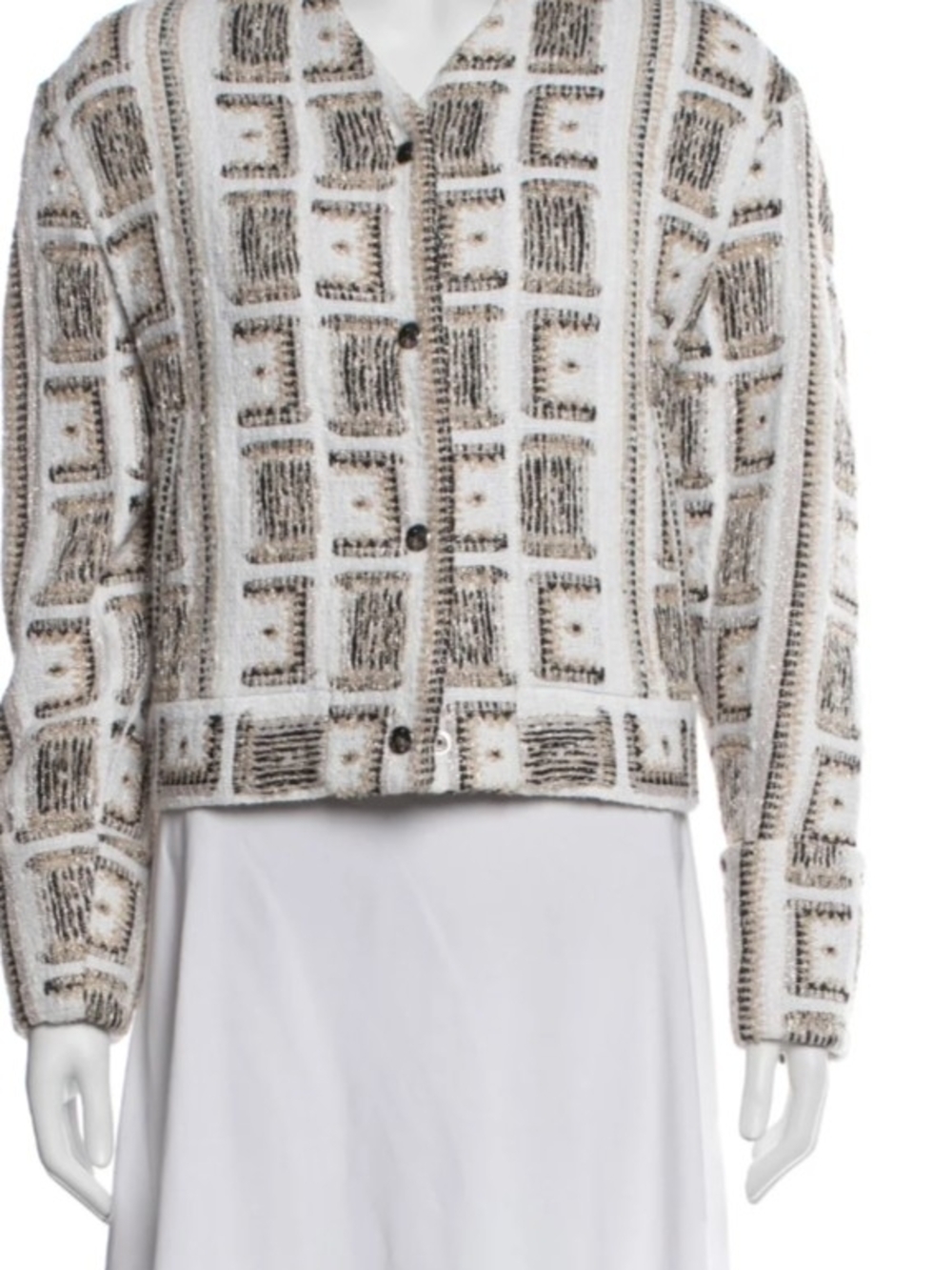 IRO White and Gold Box-Pattern Tweed Jacket - Picture 2 of 5